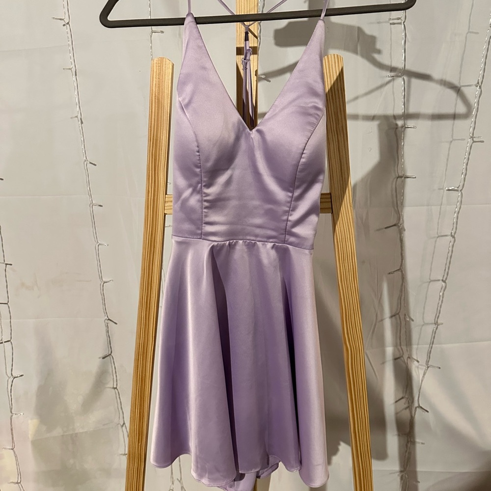 Lavender Satin Halter Dress